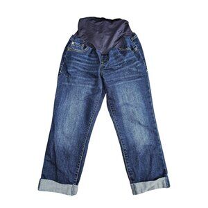 Old‎ Navy Maternity Jeans Women 6 Denim Full Belly Panel Cropped Straight